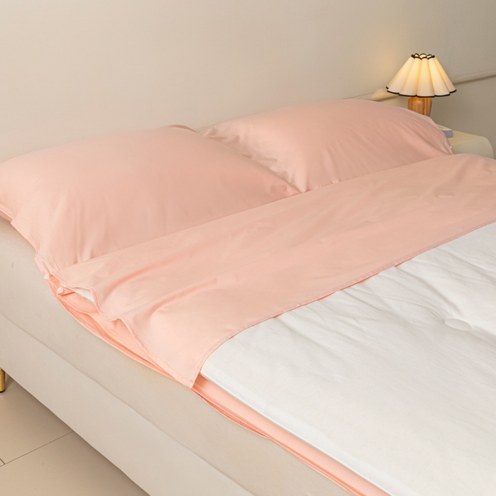 91家纺网 家纺一手货源 找家纺 澳梵家居 60s全棉纯色旅行睡袋 白桃粉