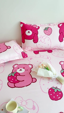 91家纺网 家纺一手货源 找家纺 靓生活 2024新款加厚磨毛生态棉单品床笠 可爱萌熊