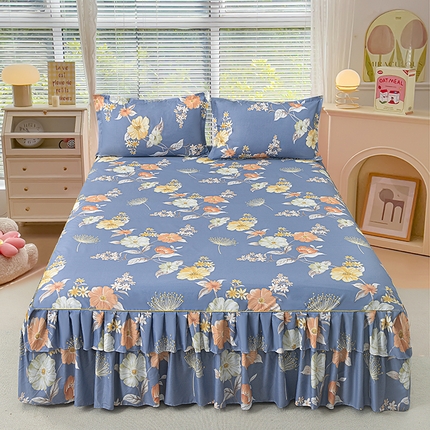 91家纺网 家纺一手货源 找家纺 （总）小雨家纺 2026新款芦荟棉床裙三件套