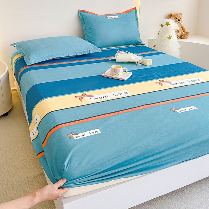 91家纺网 家纺一手货源 找家纺 靓生活 2024新款加厚磨毛生态棉单品床笠 色都