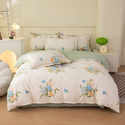 91家纺网 家纺一手货源 找家纺 （总1）喜四方 2024新款全棉磨毛全棉印花四件套