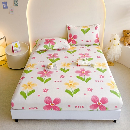 91家纺网 家纺一手货源 找家纺 靓生活 2024新款加厚磨毛生态棉单品床笠 花朵曼曼