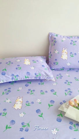 91家纺网 家纺一手货源 找家纺 靓生活 2024新款加厚磨毛生态棉单品床笠 沭心小兔