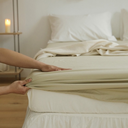 91家纺网 家纺一手货源 找家纺 （总）新款40支全棉水洗棉纯色单品系列-单床笠