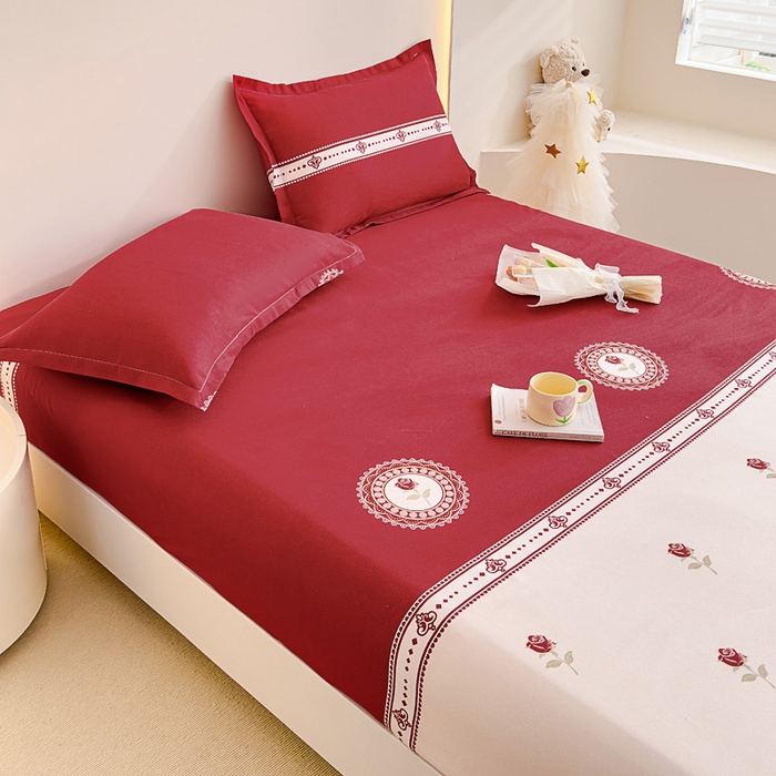 91家纺网 家纺一手货源 找家纺 靓生活 2024新款加厚磨毛生态棉单品床笠 玫瑰佳人