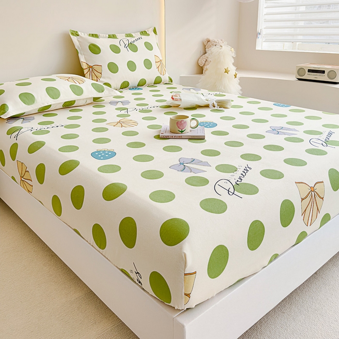 91家纺网 家纺一手货源 找家纺 靓生活 2024新款加厚磨毛生态棉单品床笠 波点人生