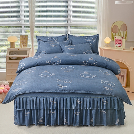 91家纺网 家纺一手货源 找家纺 （总）小雨家纺 2026新款芦荟棉床裙四件套