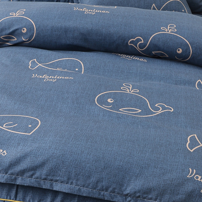 91家纺网 家纺一手货源 找家纺 小雨家纺 2026新款芦荟棉床裙四件套 小鲸鱼