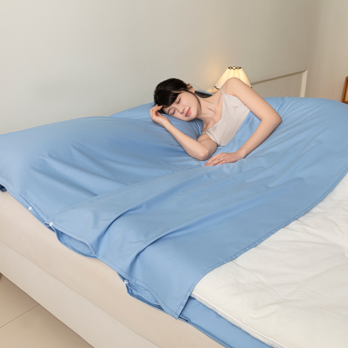 91家纺网 家纺一手货源 找家纺 澳梵家居 60s全棉纯色旅行睡袋 绅士蓝