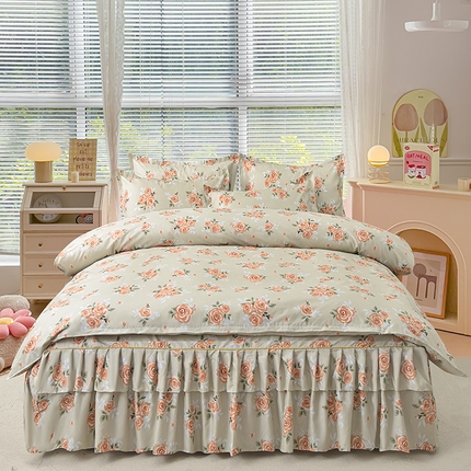 91家纺网 家纺一手货源 找家纺 （总）小雨家纺 2026新款芦荟棉床裙四件套