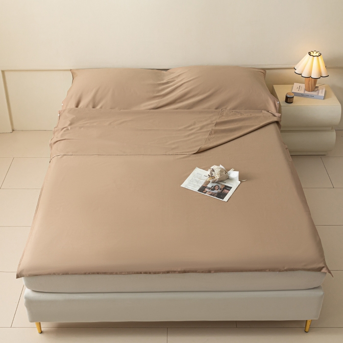 91家纺网 家纺一手货源 找家纺 澳梵家居 60s全棉纯色旅行睡袋 茶棕