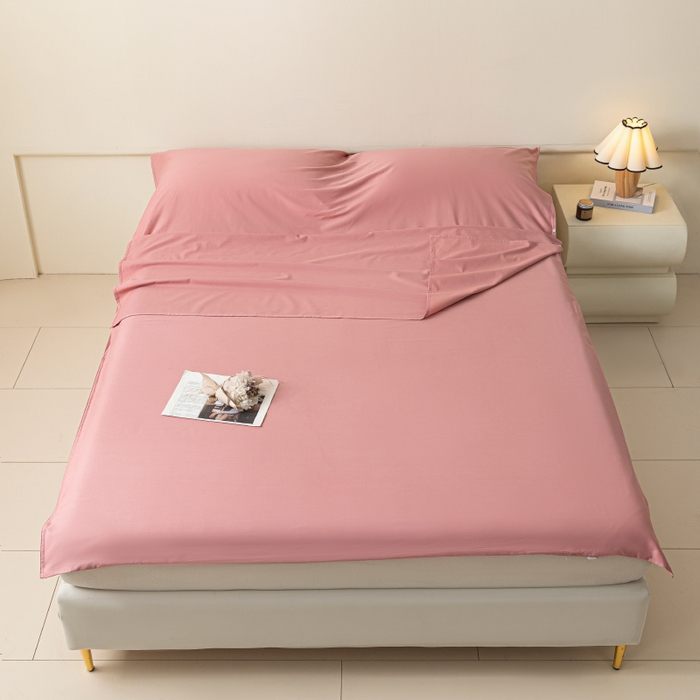 91家纺网 家纺一手货源 找家纺 澳梵家居 60s全棉纯色旅行睡袋 蜜豆粉