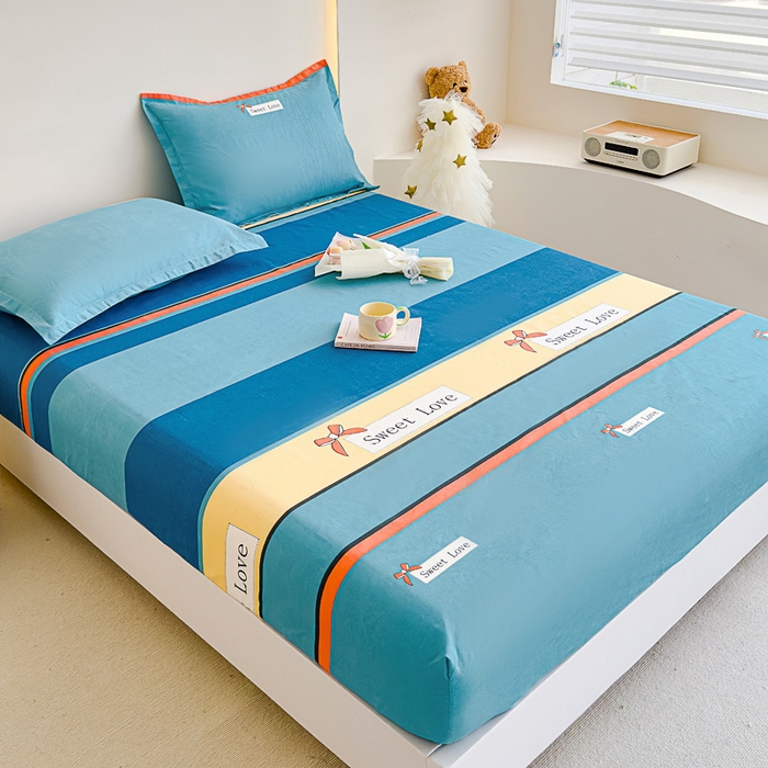 91家纺网 家纺一手货源 找家纺 靓生活 2024新款加厚磨毛生态棉单品床笠 色都