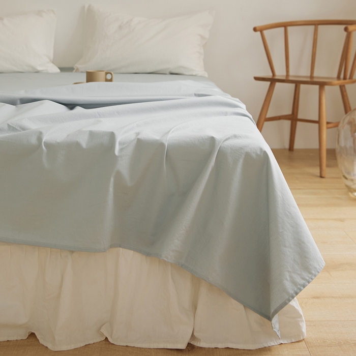 91家纺网 家纺一手货源 找家纺 新款40支全棉水洗棉纯色单品系列-单床单 雾霾蓝