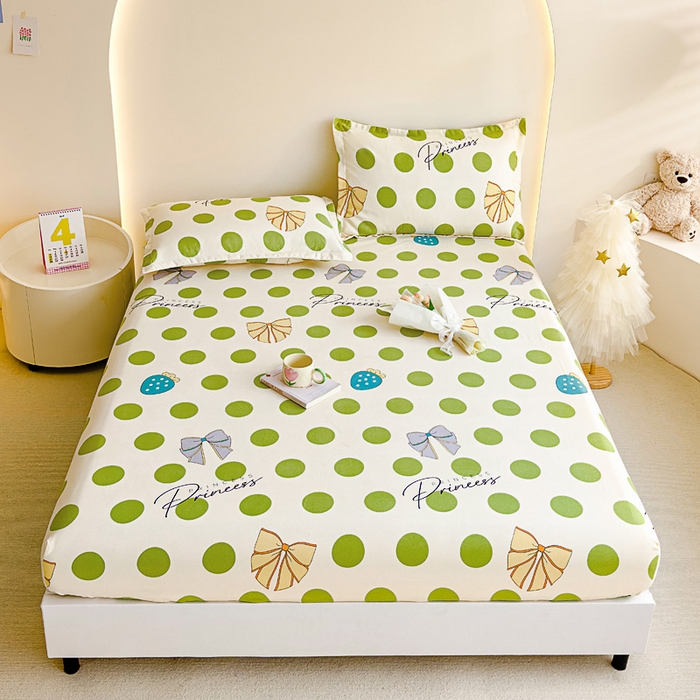 91家纺网 家纺一手货源 找家纺 靓生活 2024新款加厚磨毛生态棉单品床笠 波点人生