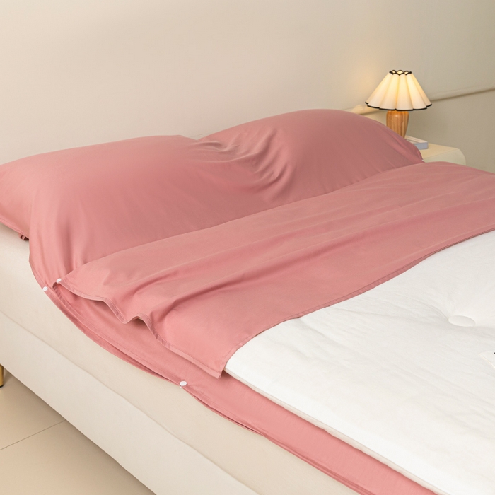 91家纺网 家纺一手货源 找家纺 澳梵家居 60s全棉纯色旅行睡袋 蜜豆粉