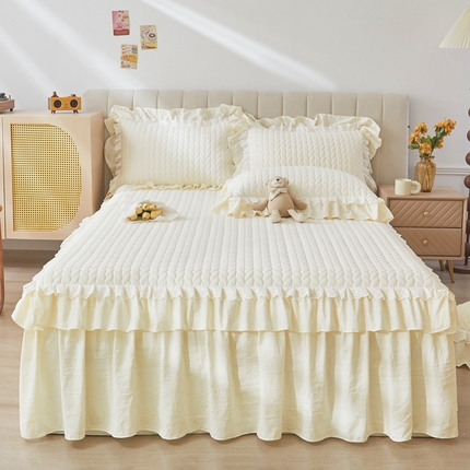 91家纺网 家纺一手货源 找家纺 （总）2025ins秘密花园镂空泡泡玛卡龙色系水洗棉加厚床裙