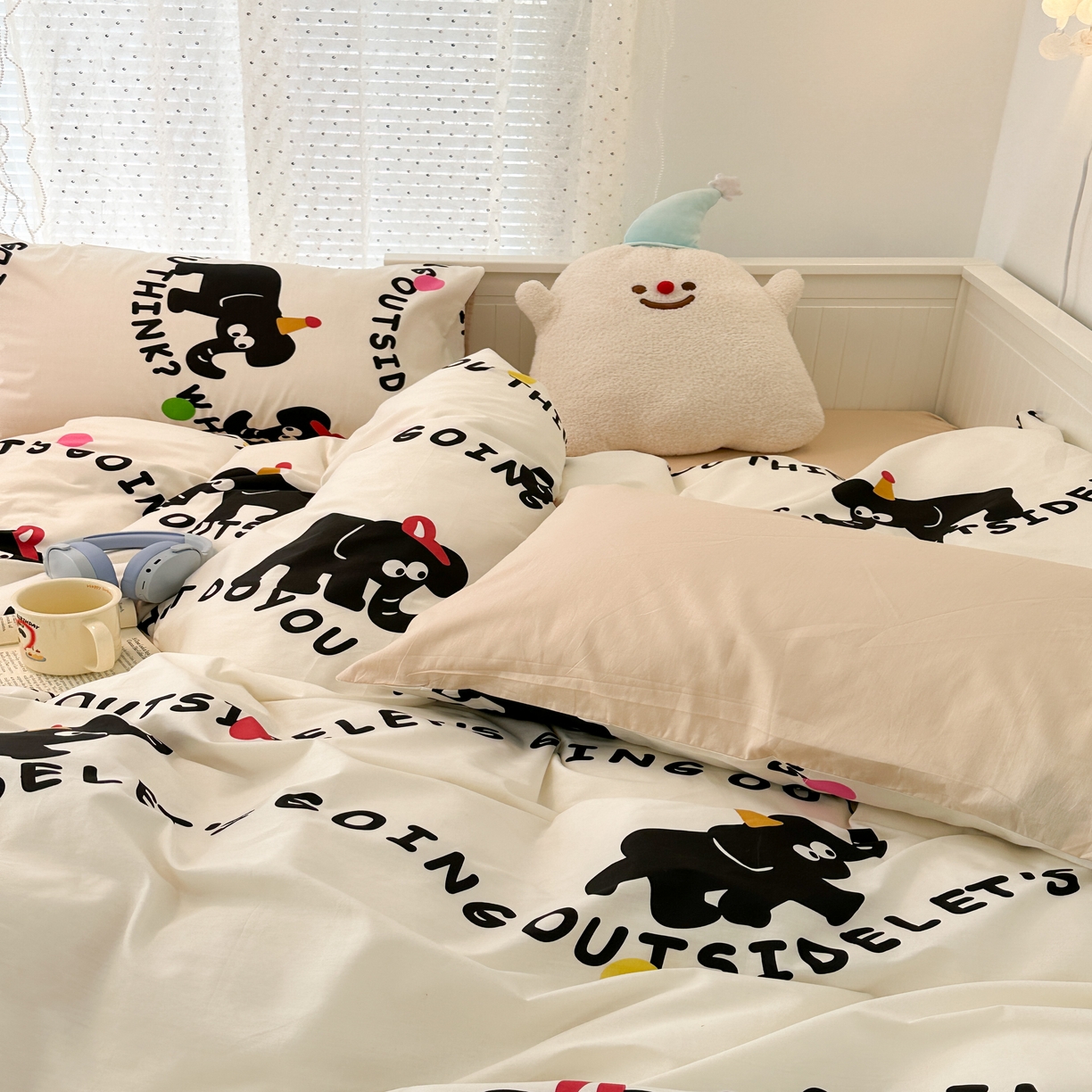 91家纺网 家纺一手货源 找家纺 （总）昔可 新款多巴胺卡通简约风可爱亲肤四件套