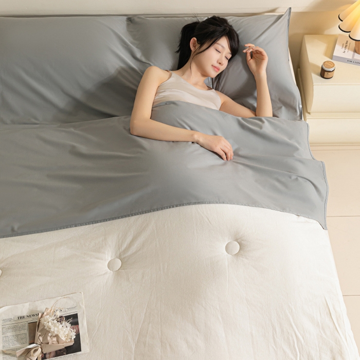 91家纺网 家纺一手货源 找家纺 澳梵家居 60s全棉纯色旅行睡袋 椰子灰