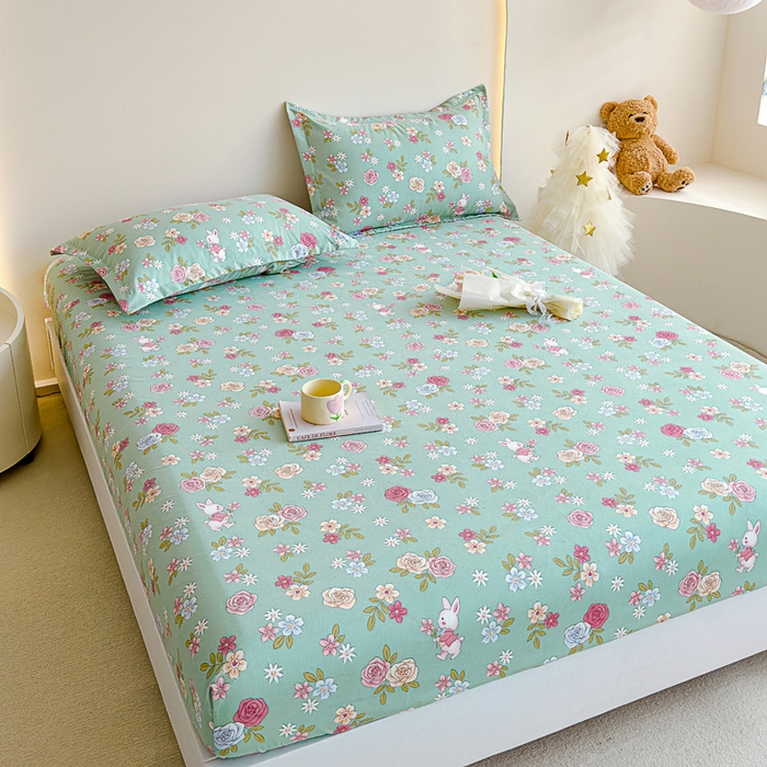 91家纺网 家纺一手货源 找家纺 靓生活 2024新款加厚磨毛生态棉单品床笠 花海