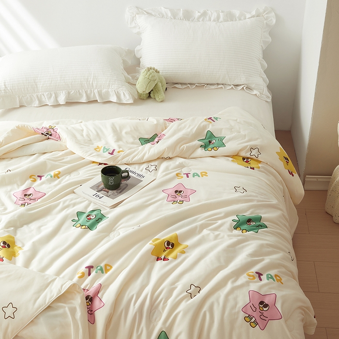 91家纺网 家纺一手货源 找家纺 怡家居 2024新款A类云柔针织棉夏被 七彩海星