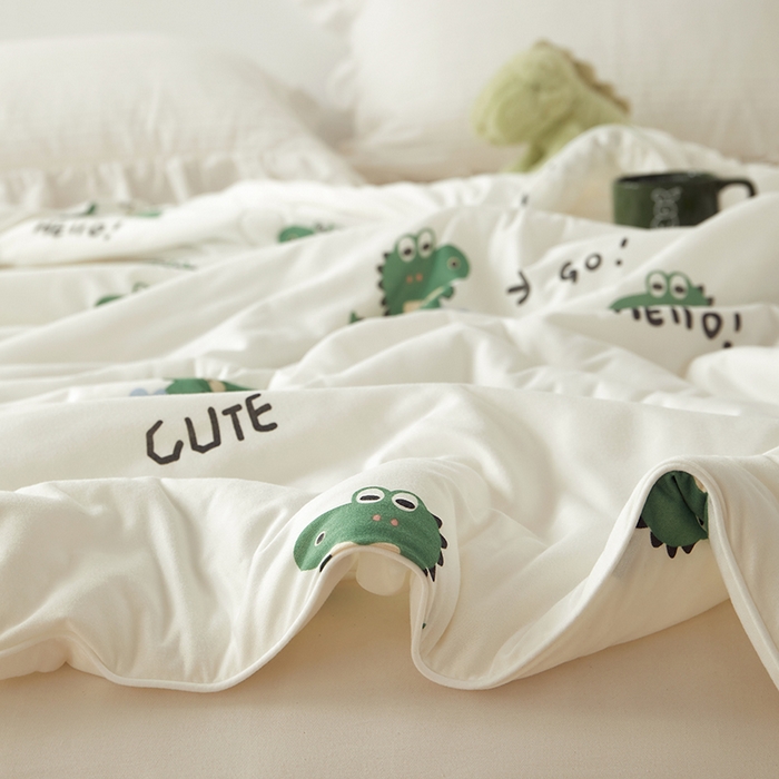 91家纺网 家纺一手货源 找家纺 怡家居 2024新款A类云柔针织棉夏被 快乐恐龙