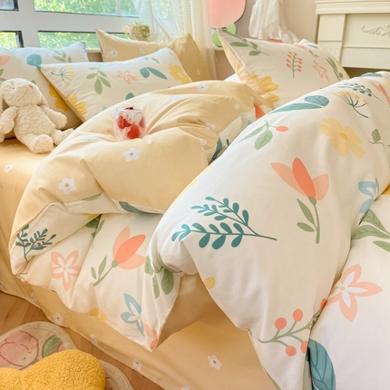 91家纺网 家纺一手货源 找家纺 （总）本制 2024新款全棉印花小清新四件套