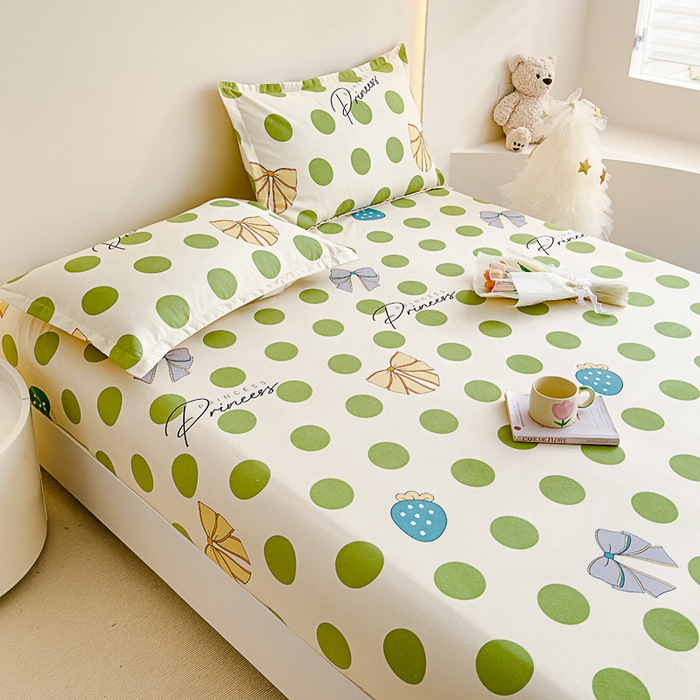 91家纺网 家纺一手货源 找家纺 靓生活 2024新款加厚磨毛生态棉单品床笠 波点人生