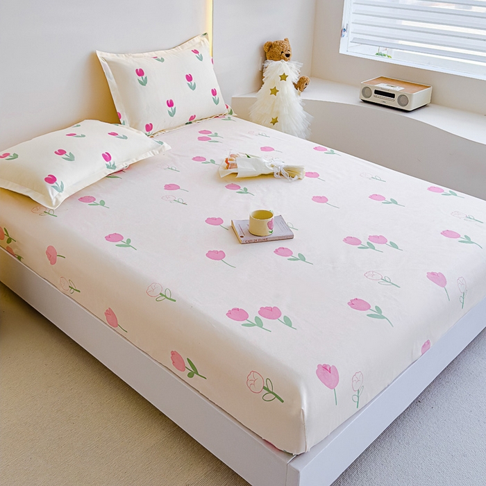 91家纺网 家纺一手货源 找家纺 靓生活 2024新款加厚磨毛生态棉单品床笠 田园花语