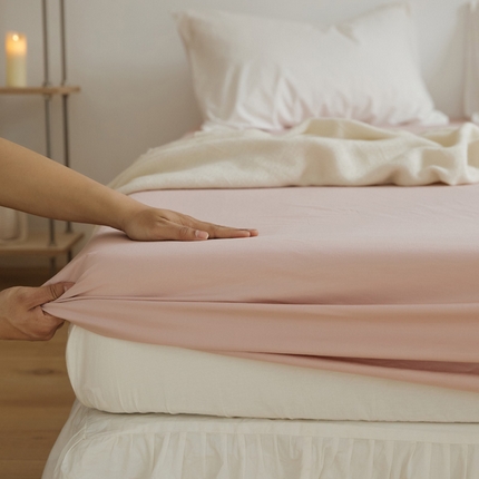 新款40支全棉水洗棉纯色单品系列-单床笠 玫瑰粉