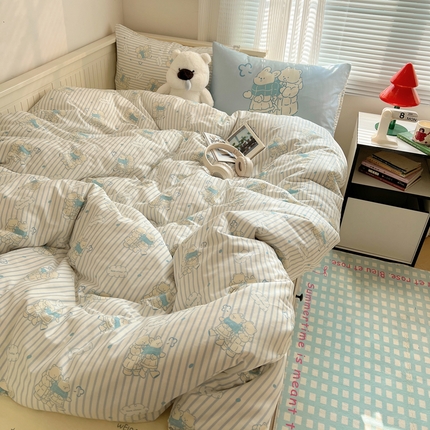 91家纺网 家纺一手货源 找家纺 桃喜 2024新款全棉印花卡通混搭系列四件套 好朋友