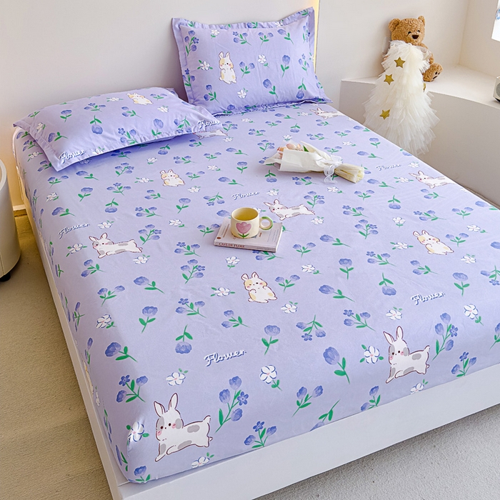 91家纺网 家纺一手货源 找家纺 靓生活 2024新款加厚磨毛生态棉单品床笠 沭心小兔