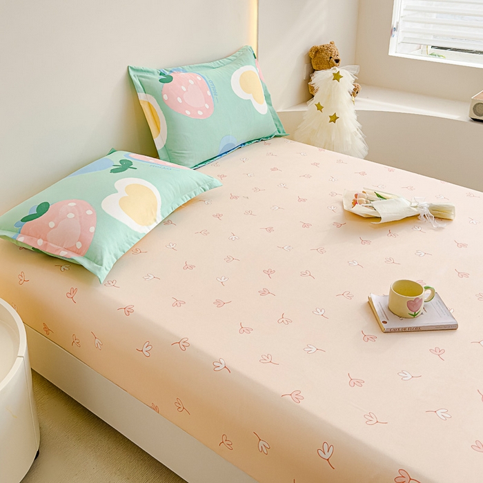 91家纺网 家纺一手货源 找家纺 靓生活 2024新款加厚磨毛生态棉单品床笠 莓莓乐园