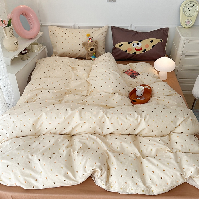 91家纺网 家纺一手货源 找家纺 昔可 新款创意枕套时尚柔舒全棉四件套 草莓拿铁