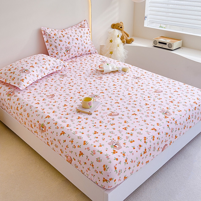 91家纺网 家纺一手货源 找家纺 靓生活 2024新款加厚磨毛生态棉单品床笠 森林欢唱