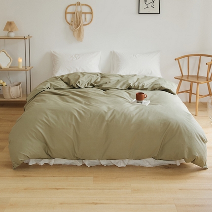 新款40支全棉水洗棉纯色单品系列-单被套 豆绿色