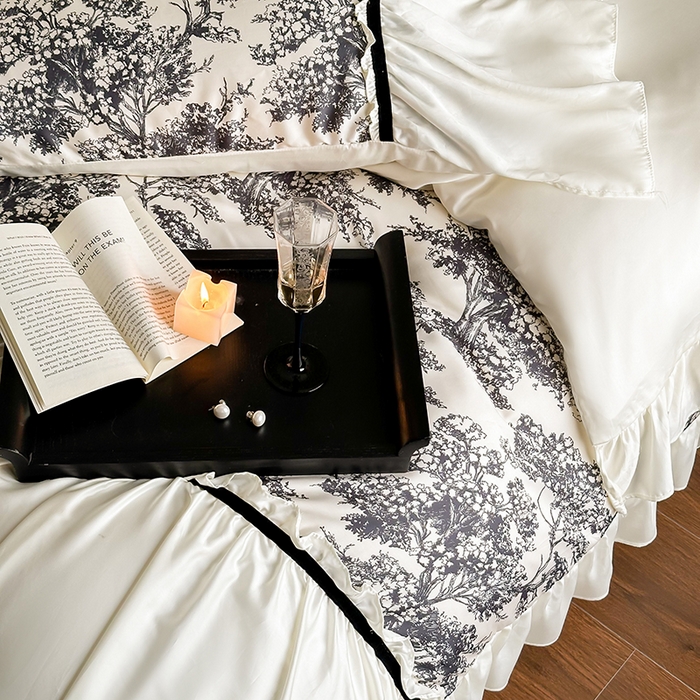 91家纺网 家纺一手货源 找家纺 （总）黛舒家居 2024新款60s莱赛尔数码印花四件套-杨树林