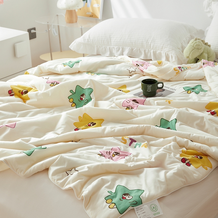 91家纺网 家纺一手货源 找家纺 怡家居 2024新款A类云柔针织棉夏被 七彩海星