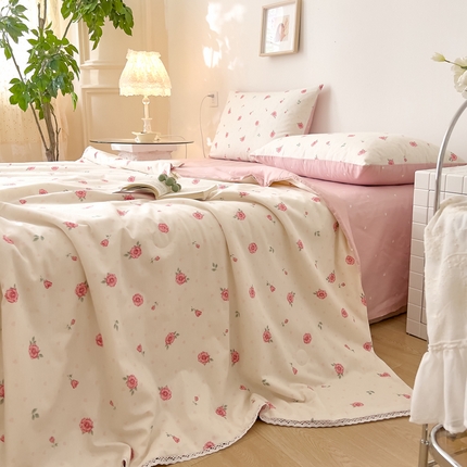 91家纺网 家纺一手货源 找家纺 （总）兜兜 2024年新款全棉纯棉小清新夏被四件套