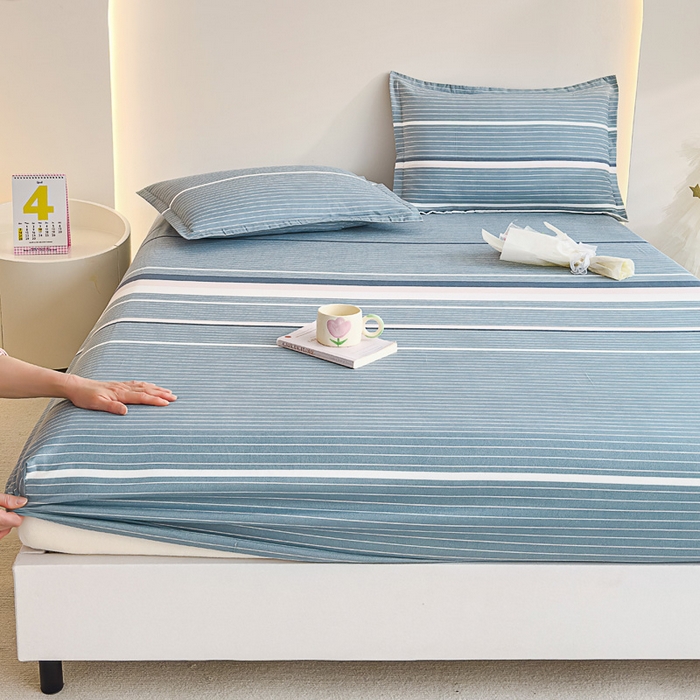 91家纺网 家纺一手货源 找家纺 靓生活 2024新款加厚磨毛生态棉单品床笠 浪漫-灰