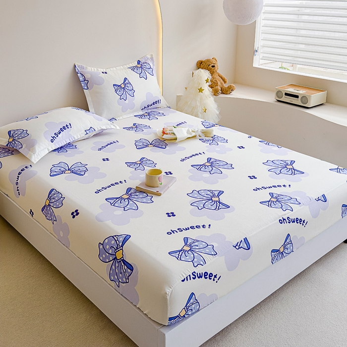 91家纺网 家纺一手货源 找家纺 靓生活 2024新款加厚磨毛生态棉单品床笠 幸运结