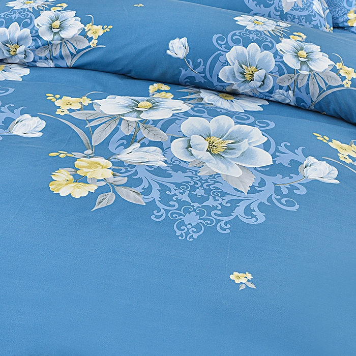 91家纺网 家纺一手货源 找家纺 小雨家纺 2026新款芦荟棉单被套 花枝招展-兰