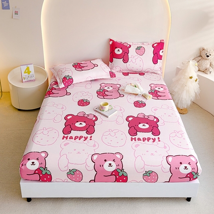 靓生活 2024新款加厚磨毛生态棉单品床笠 可爱萌熊