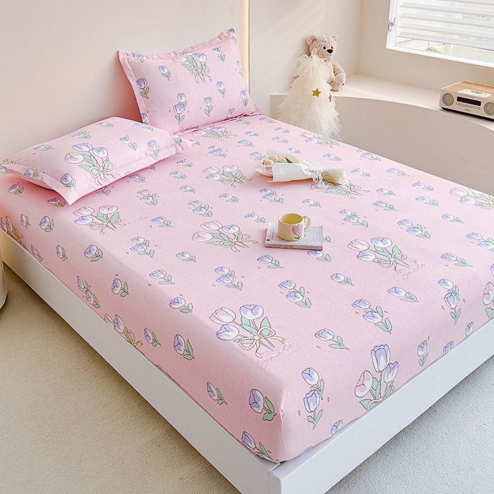 91家纺网 家纺一手货源 找家纺 靓生活 2024新款加厚磨毛生态棉单品床笠 紫色浪漫