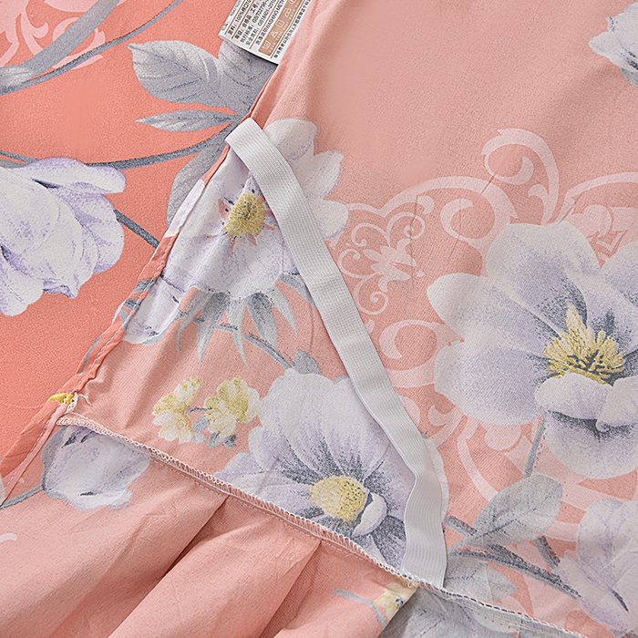 91家纺网 家纺一手货源 找家纺 小雨家纺 2026新款芦荟棉床裙四件套 花枝招展-桔