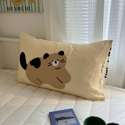 桃喜 2024新款全棉印花卡通混搭系列四件套-单枕套 大版哈皮小猫