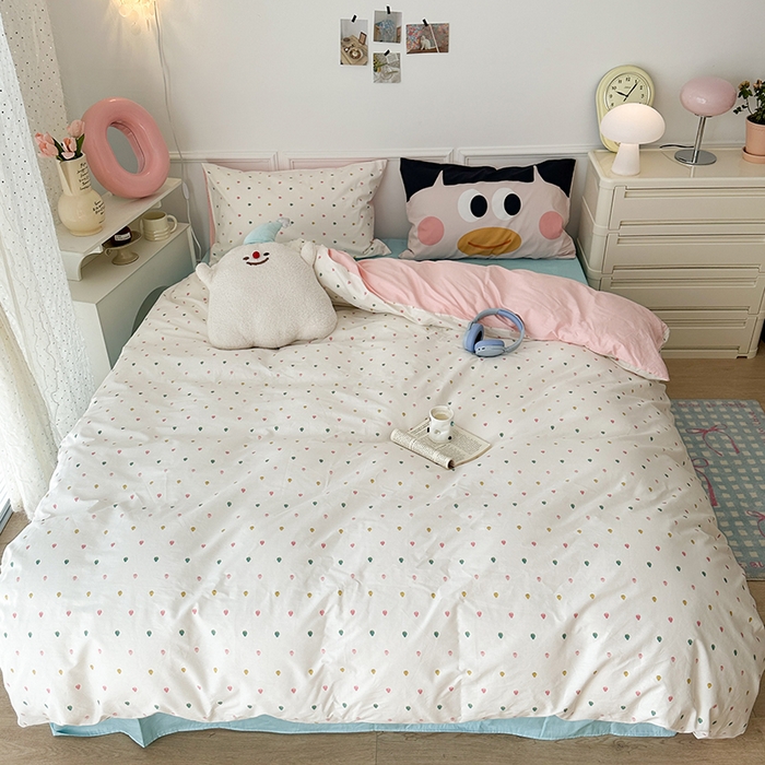 91家纺网 家纺一手货源 找家纺 昔可 新款创意枕套时尚柔舒全棉四件套 草莓粉樱