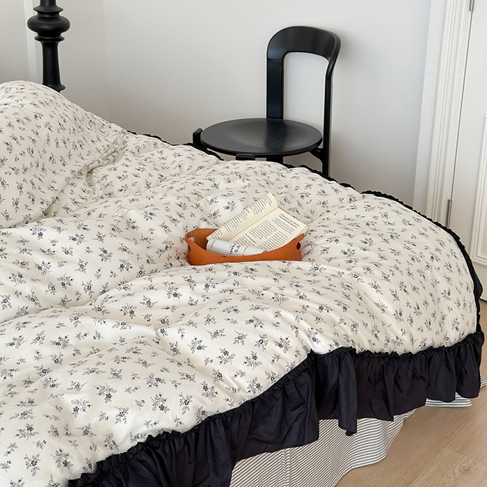 91家纺网 家纺一手货源 找家纺 昔可 新款法式大花边全棉四件套 春日花影