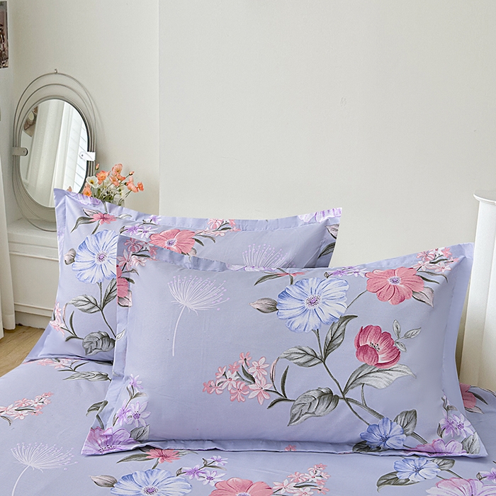 91家纺网 家纺一手货源 找家纺 小雨家纺 2026新款芦荟棉床裙四件套 如花似锦-浅灰