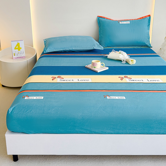 91家纺网 家纺一手货源 找家纺 靓生活 2024新款加厚磨毛生态棉单品床笠 色都